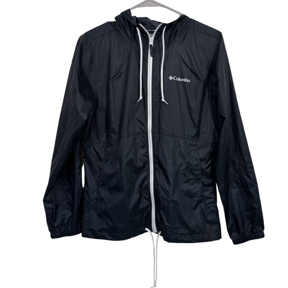 Columbia Cinched Waist Full Zip Black Athletic Windbreaker Jacket